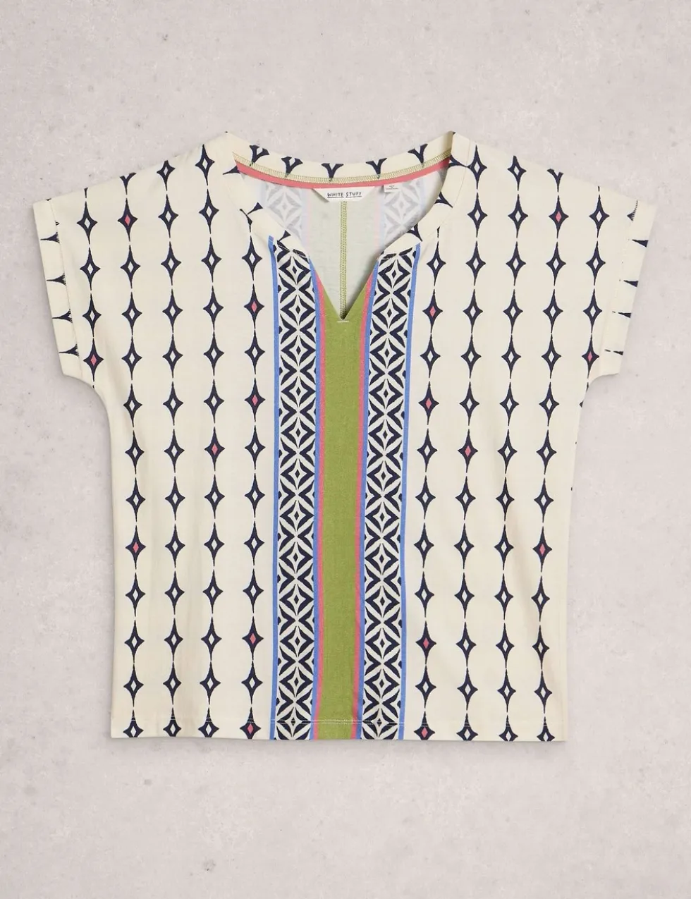 Pure Cotton Printed Notch Neck T-Shirt