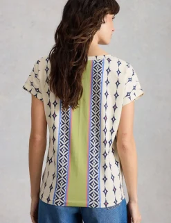 Pure Cotton Printed Notch Neck T-Shirt