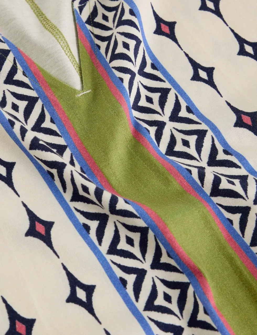 Pure Cotton Printed Notch Neck T-Shirt
