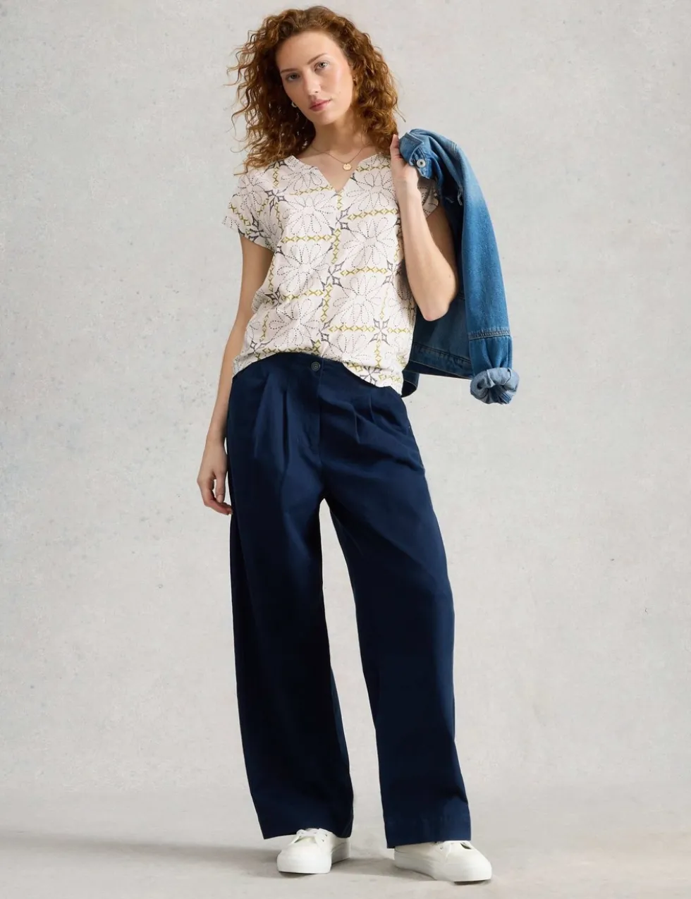 Pure Cotton Printed Notch Neck T-Shirt