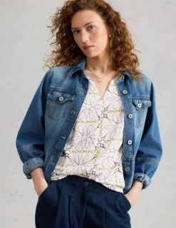 Pure Cotton Printed Notch Neck T-Shirt