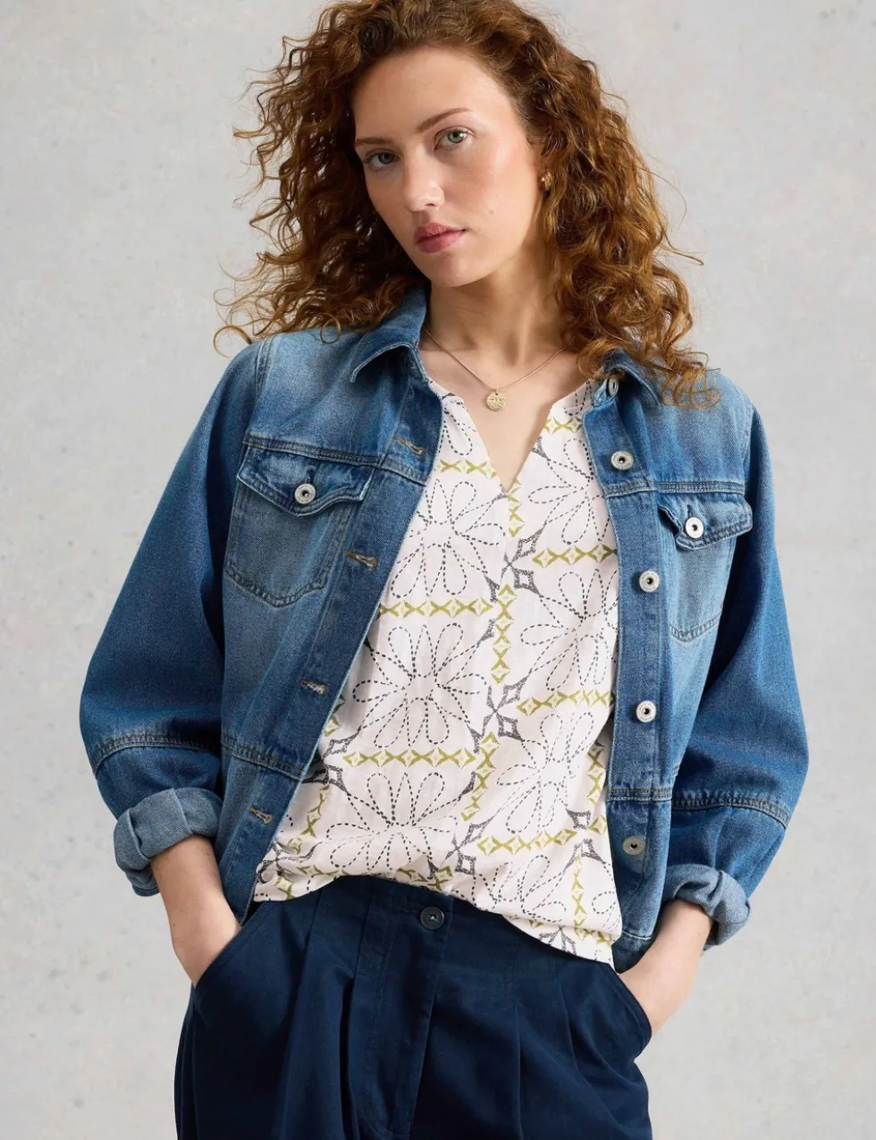 Pure Cotton Printed Notch Neck T-Shirt
