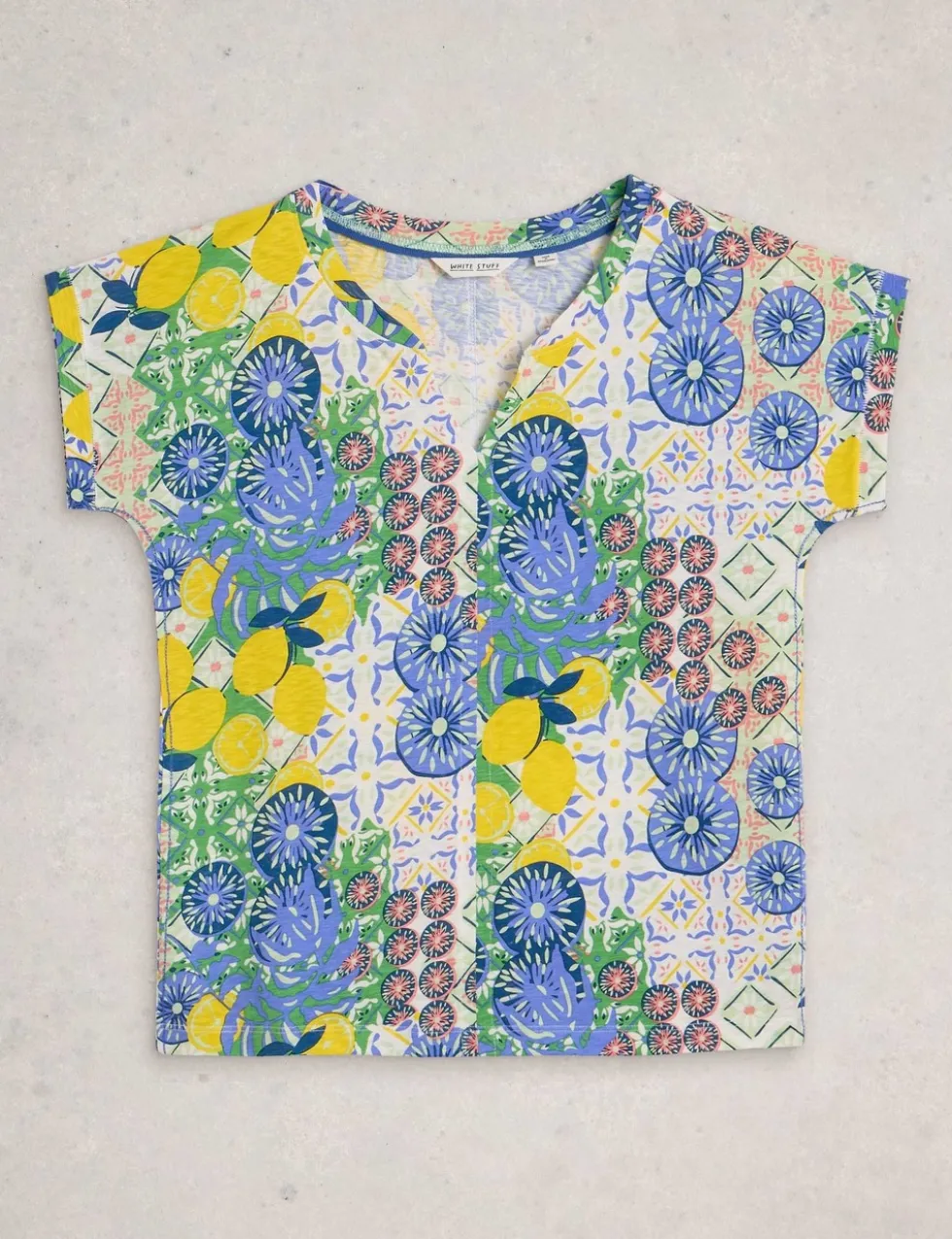Pure Cotton Printed Notch Neck T-Shirt