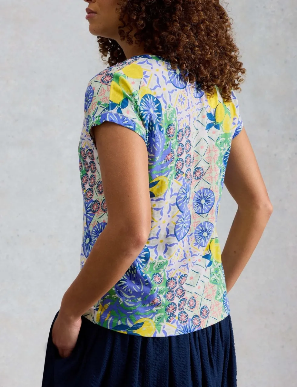 Pure Cotton Printed Notch Neck T-Shirt