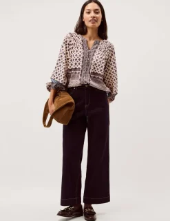 Pure Cotton Printed Notch Neck Blouse