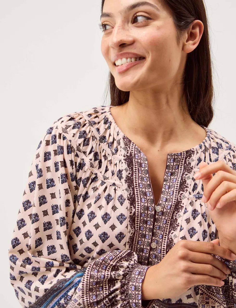 Pure Cotton Printed Notch Neck Blouse