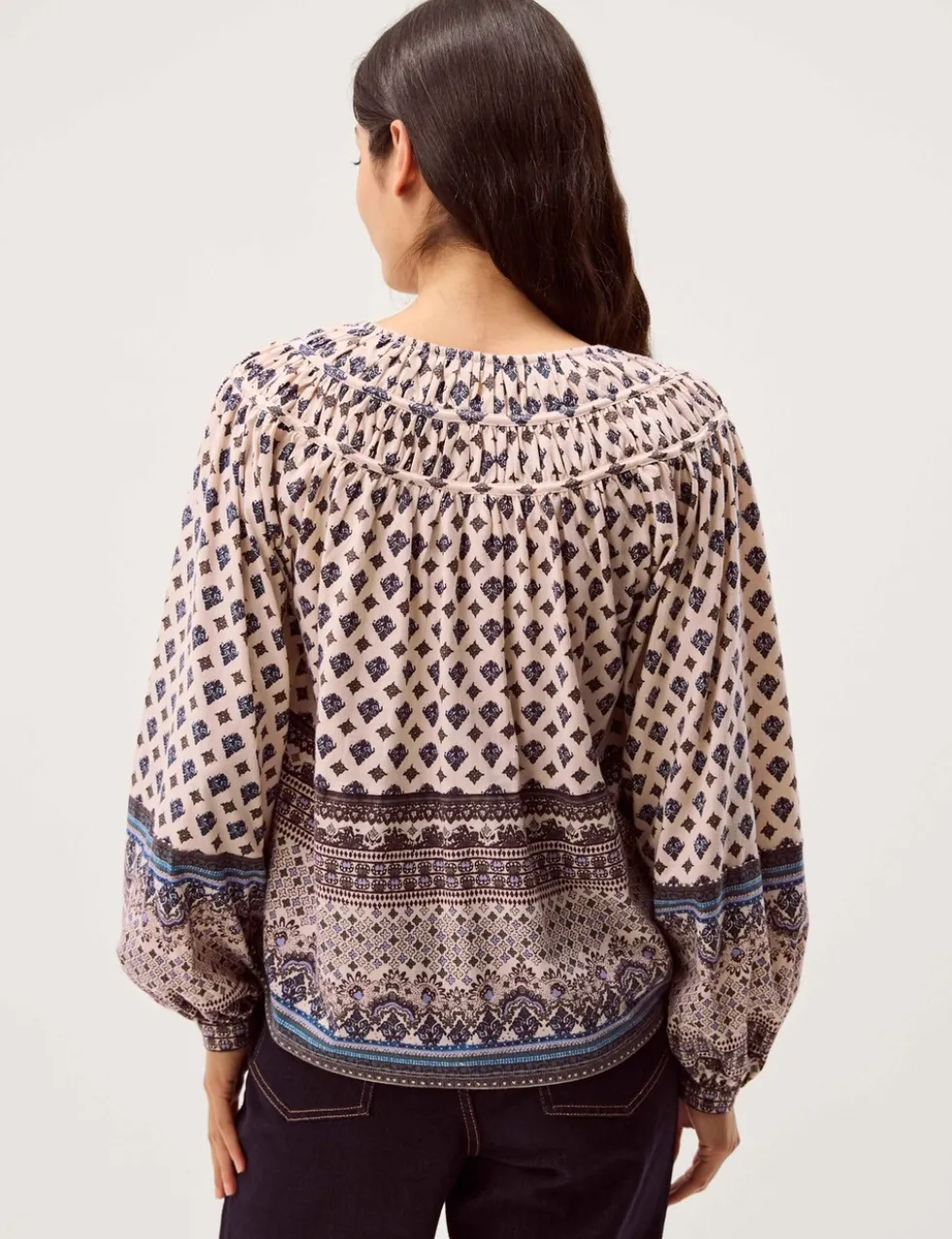 Pure Cotton Printed Notch Neck Blouse