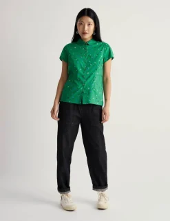 Pure Cotton Printed Peter Pan Collar Shirt