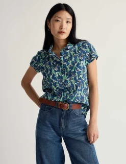 Pure Cotton Printed Peter Pan Collar Shirt