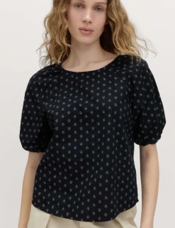 Pure Cotton Printed Puff Sleeve Blouse