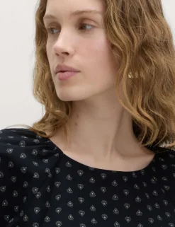 Pure Cotton Printed Puff Sleeve Blouse