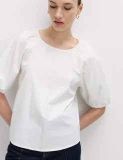 Pure Cotton Printed Puff Sleeve Blouse