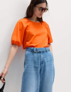 Pure Cotton Printed Puff Sleeve Blouse