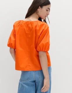 Pure Cotton Printed Puff Sleeve Blouse