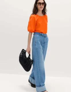 Pure Cotton Printed Puff Sleeve Blouse