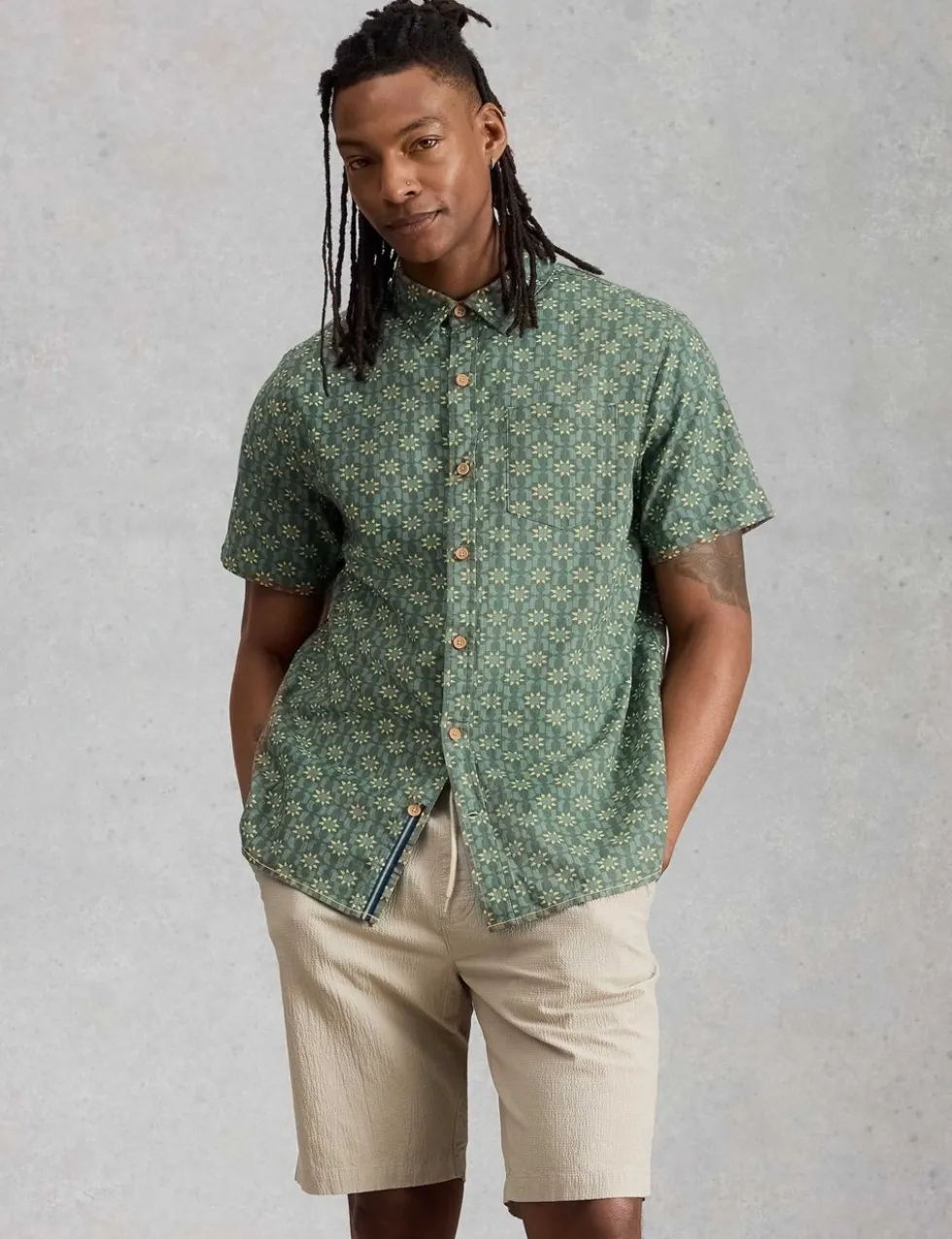 Pure Cotton Printed Short Sleeve Shirt
