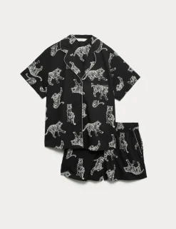 Pure Cotton Printed Shortie Set
