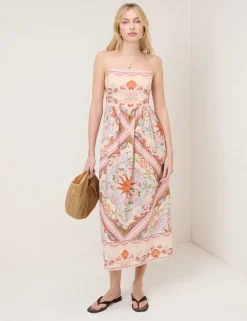 Pure Cotton Printed Square Neck Maxi Dress