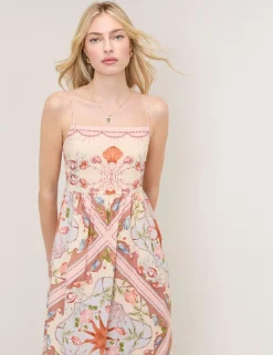 Pure Cotton Printed Square Neck Maxi Dress