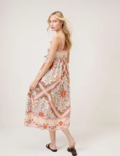 Pure Cotton Printed Square Neck Maxi Dress