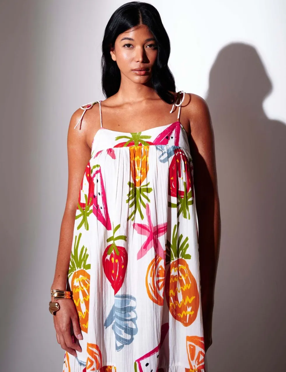 Pure Cotton Printed Strappy Maxi Dress