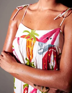 Pure Cotton Printed Strappy Maxi Dress