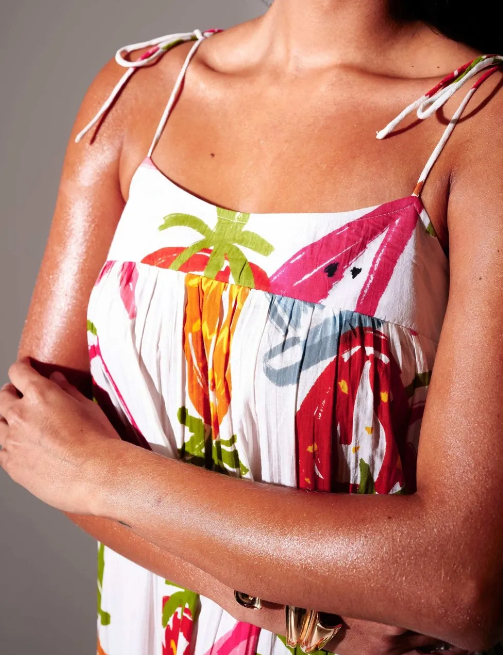 Pure Cotton Printed Strappy Maxi Dress