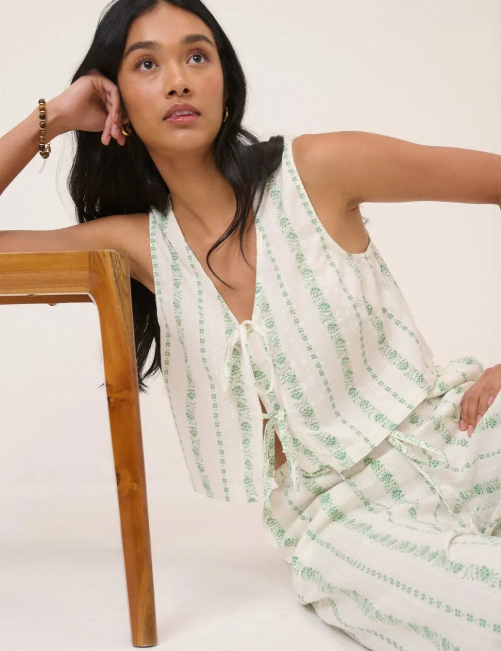 Pure Cotton Printed V-Neck Crop Top