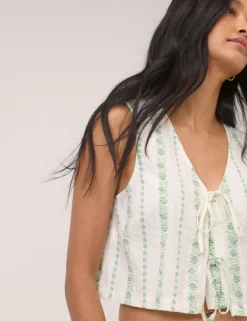 Pure Cotton Printed V-Neck Crop Top