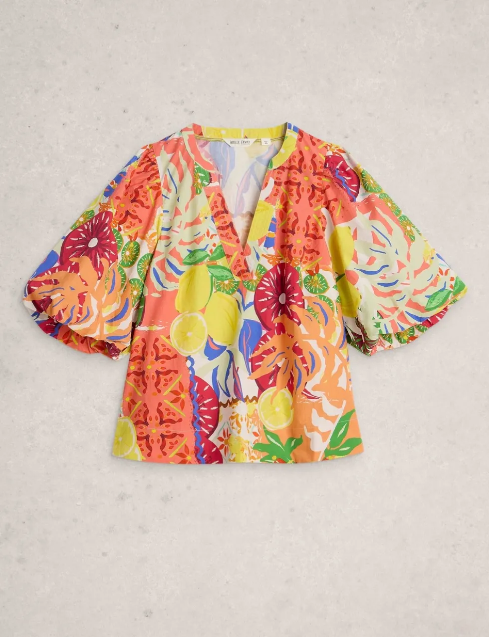 Pure Cotton Printed V-Neck Top