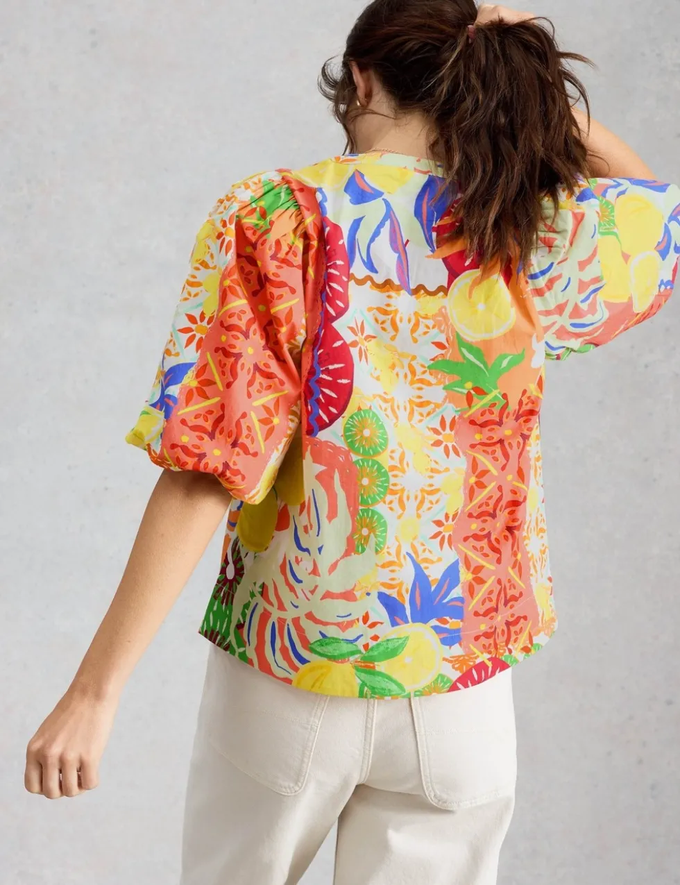 Pure Cotton Printed V-Neck Top
