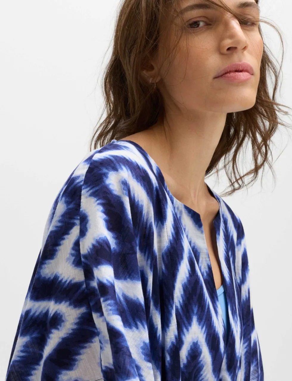 Pure Cotton Printed V-Neck Mini Kaftan Dress
