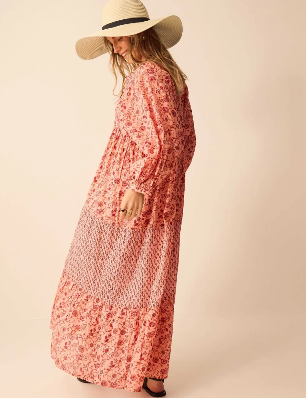 Pure Cotton Printed V-Neck Maxi Beach Dress