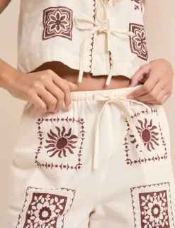 Pure Cotton Printed Wide Leg Trousers