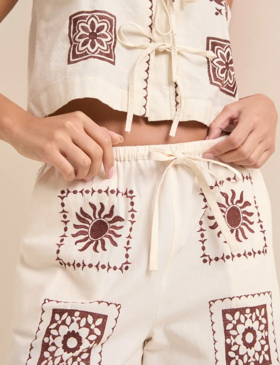 Pure Cotton Printed Wide Leg Trousers