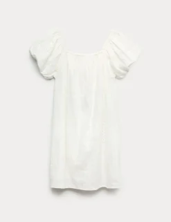 Pure Cotton Puff Sleeve Mini Dress (6-16 Yrs)