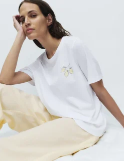 Pure Cotton Pyjama Set With Woven Bottoms