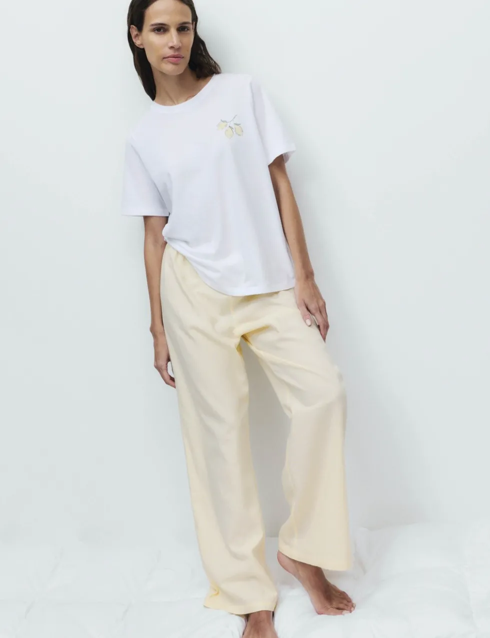 Pure Cotton Pyjama Set With Woven Bottoms