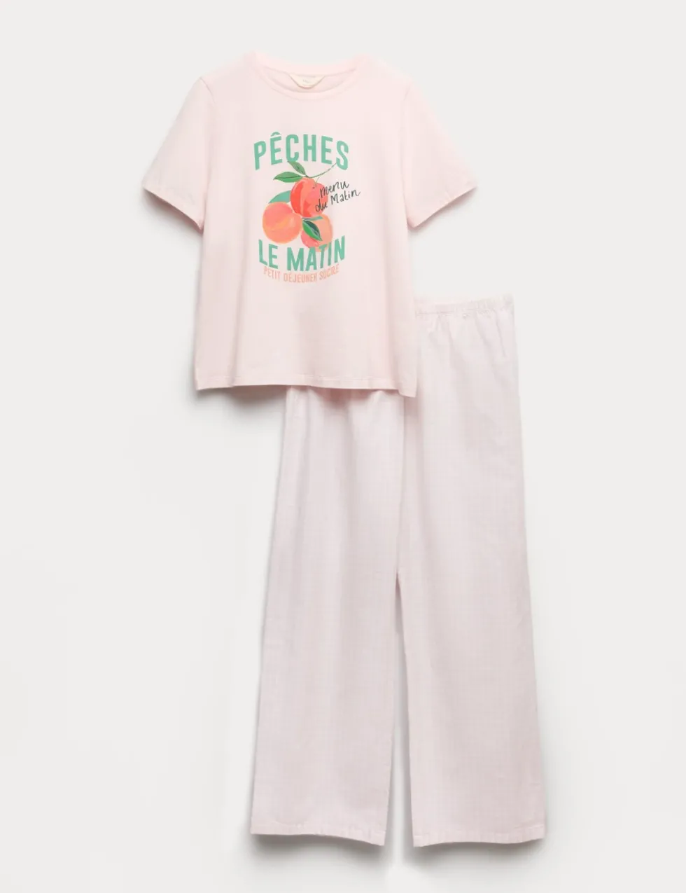 Pure Cotton Pyjama Set With Woven Bottoms
