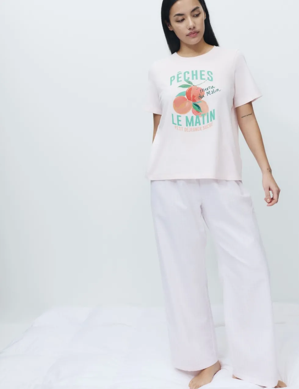 Pure Cotton Pyjama Set With Woven Bottoms