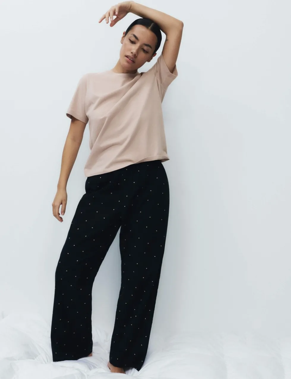 Pure Cotton Pyjama Set With Woven Bottoms