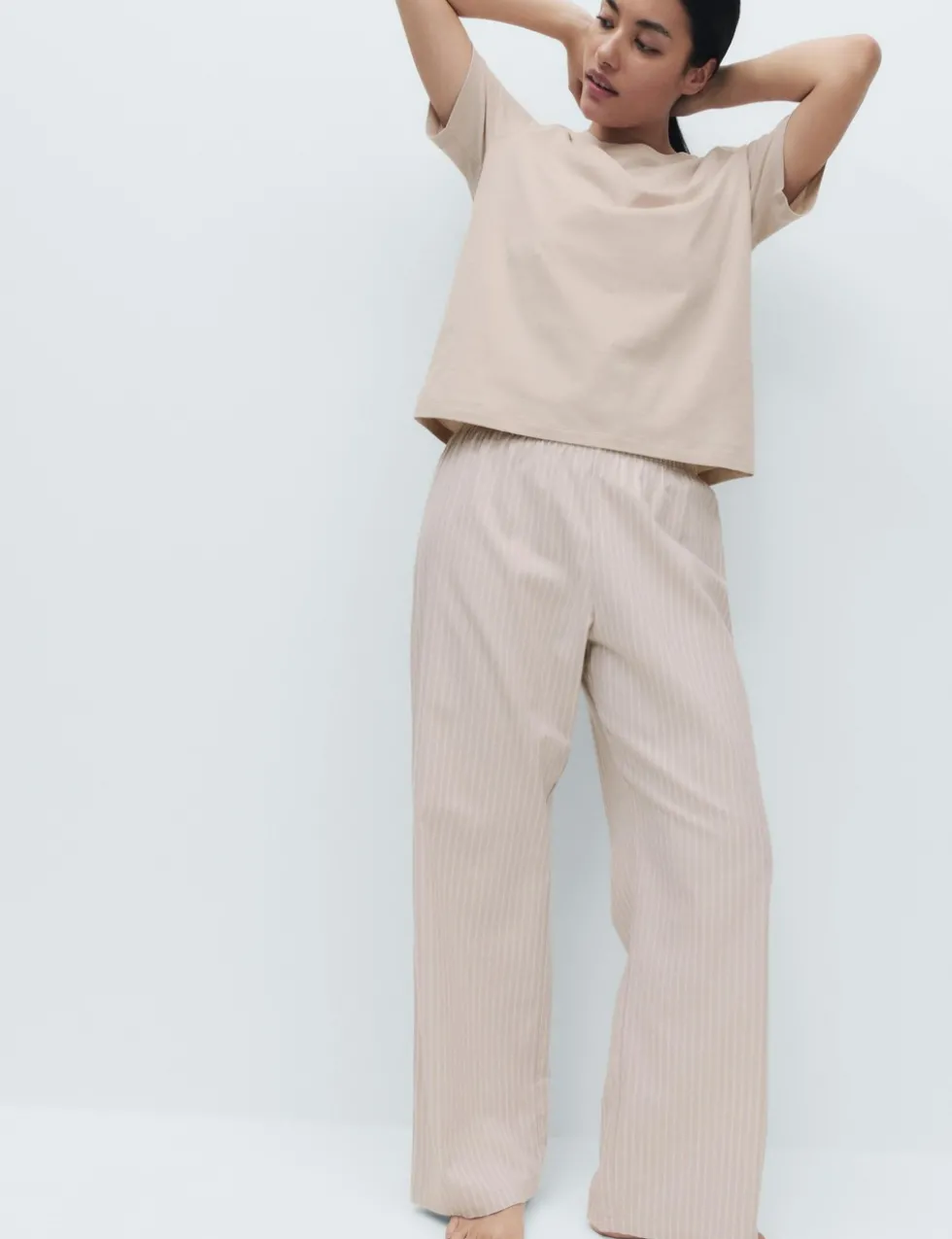 Pure Cotton Pyjama Set With Woven Bottoms