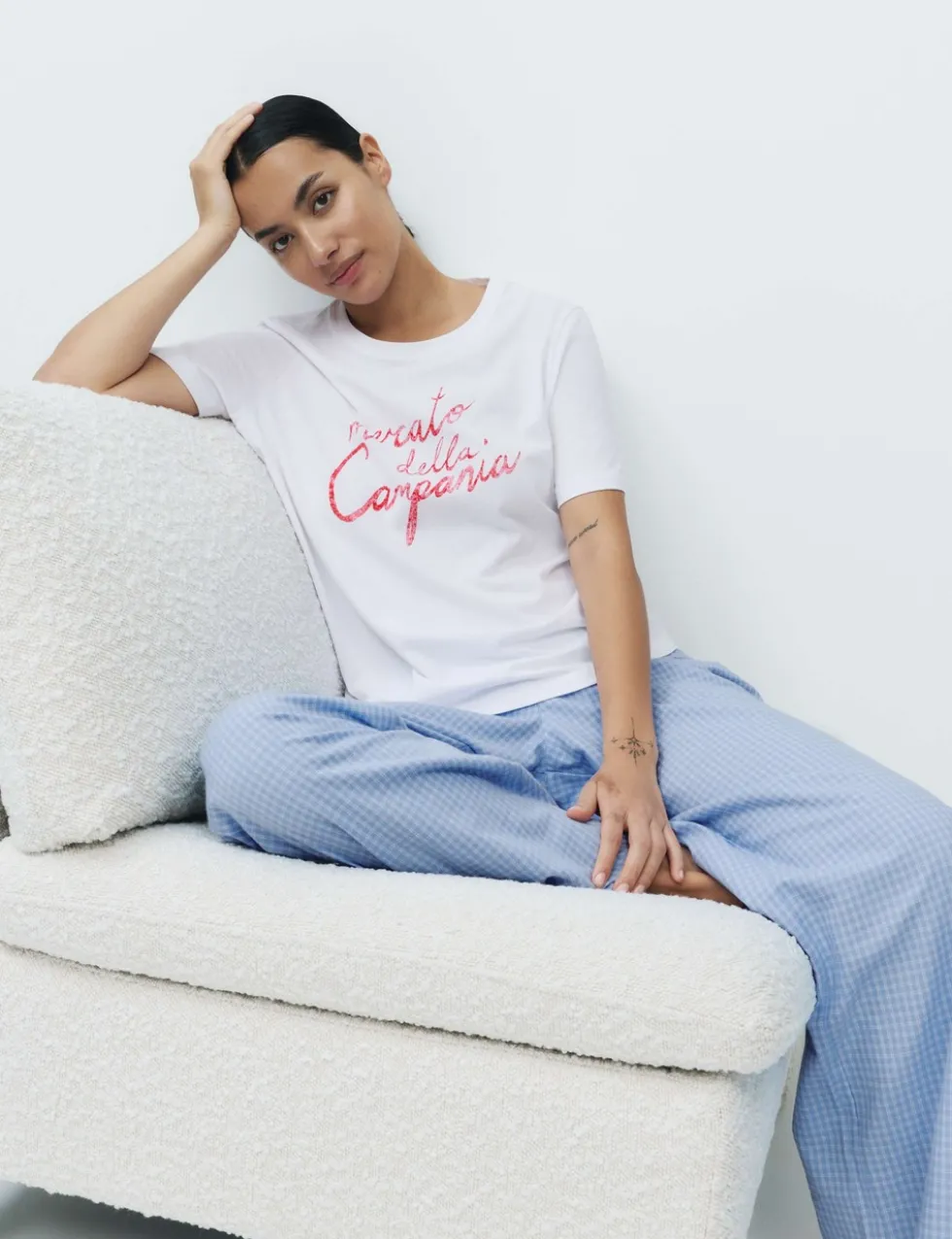 Pure Cotton Pyjama Set With Woven Bottoms