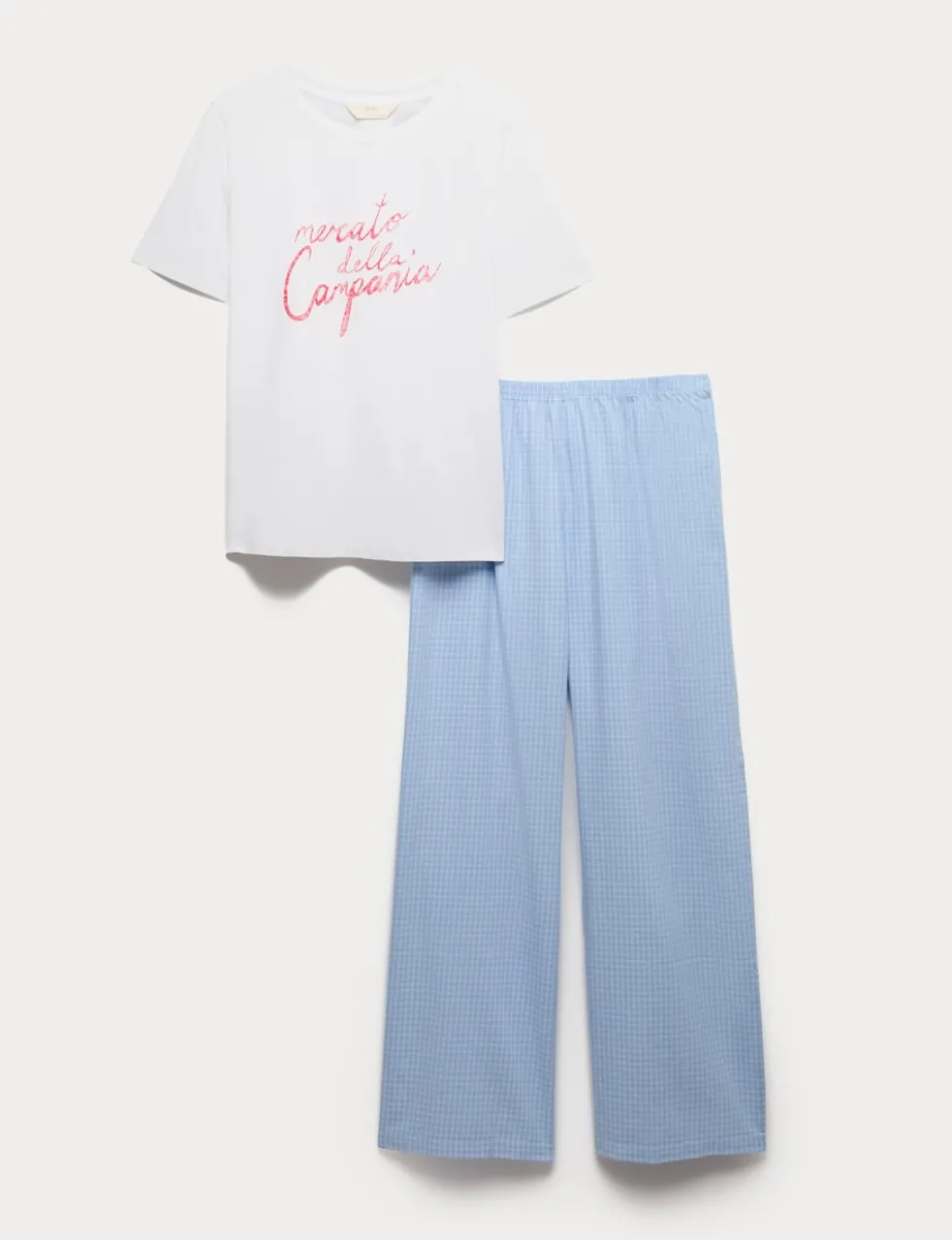 Pure Cotton Pyjama Set With Woven Bottoms