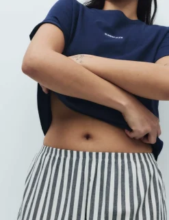 Pure Cotton Pyjama Set With Woven Bottoms