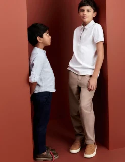 Pure Cotton Quarter Zip Polo Top (6-16 Yrs)