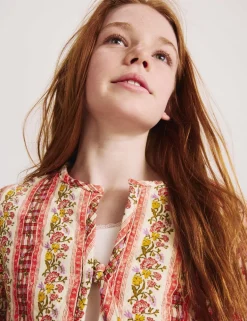 Pure Cotton Quilted Floral Jacket (6-16 Yrs)
