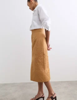 Pure Cotton Quilted Midi Column Skirt