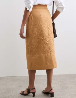 Pure Cotton Quilted Midi Column Skirt