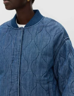 Pure Cotton Quilted Waisted Jacket